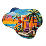 Pop Art Palm Beach In Color I - Asymmetric Metal Wall Art