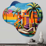 Pop Art Palm Beach In Color I - Asymmetric Metal Wall Art