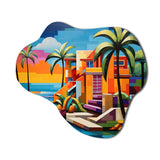 Pop Art Palm Beach In Color I - Asymmetric Metal Wall Art