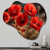 Red Poppies Field I - Asymmetric Metal Wall Art