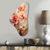 Coral Poppies Romantic Impression III - Asymmetric Metal Wall Art