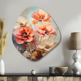 Coral Poppies Romantic Impression III - Asymmetric Metal Wall Art