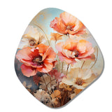 Coral Poppies Romantic Impression III - Asymmetric Metal Wall Art