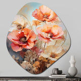 Coral Poppies Romantic Impression III - Asymmetric Metal Wall Art