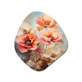 Coral Poppies Romantic Impression III - Asymmetric Metal Wall Art