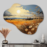 Yellow Blue Prairies Whispers Patchwork II - Asymmetric Metal Wall Art