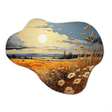 Yellow Blue Prairies Whispers Patchwork II - Asymmetric Metal Wall Art