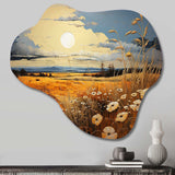 Yellow Blue Prairies Whispers Patchwork II - Asymmetric Metal Wall Art