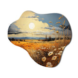 Yellow Blue Prairies Whispers Patchwork II - Asymmetric Metal Wall Art