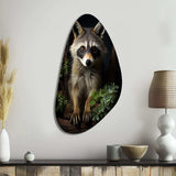 Vibrant Raccoon Portrait I - Asymmetric Metal Wall Art