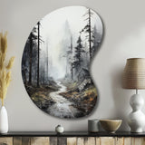 Meandering Road Thorugh Forest - Asymmetric Metal Wall Art