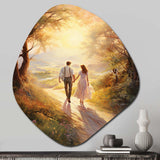 Romantic Couple Landscape Loves Journey - Asymmetric Metal Wall Art