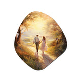 Romantic Couple Landscape Loves Journey - Asymmetric Metal Wall Art