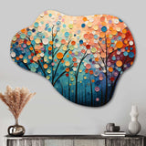 Romantic Forest Pointillism Landscape - Asymmetric Metal Wall Art