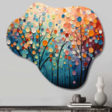 Romantic Forest Pointillism Landscape - Asymmetric Metal Wall Art