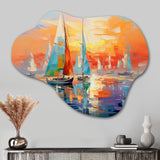 Sailboat Abstract Coastal Symphony II - Asymmetric Metal Wall Art