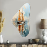 Minimalism Sailboat Serene III - Asymmetric Metal Wall Art