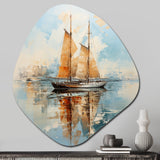 Minimalism Sailboat Serene III - Asymmetric Metal Wall Art