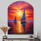 Sailboat Sunset Sails - Asymmetric Metal Wall Art