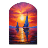 Sailboat Sunset Sails - Asymmetric Metal Wall Art