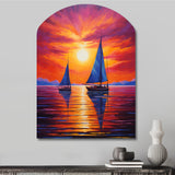 Sailboat Sunset Sails - Asymmetric Metal Wall Art