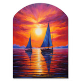 Sailboat Sunset Sails - Asymmetric Metal Wall Art