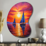 Sailboat Sunset Sails - Asymmetric Metal Wall Art