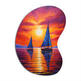 Sailboat Sunset Sails - Asymmetric Metal Wall Art