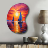 Sailboat Sunset Sails - Asymmetric Metal Wall Art