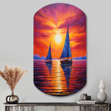 Sailboat Sunset Sails - Asymmetric Metal Wall Art