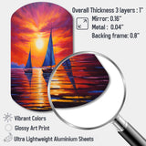 Sailboat Sunset Sails - Asymmetric Metal Wall Art