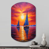 Sailboat Sunset Sails - Asymmetric Metal Wall Art