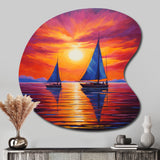 Sailboat Sunset Sails - Asymmetric Metal Wall Art