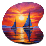 Sailboat Sunset Sails - Asymmetric Metal Wall Art