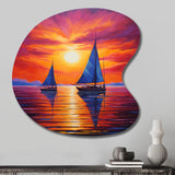 Sailboat Sunset Sails - Asymmetric Metal Wall Art