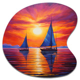 Sailboat Sunset Sails - Asymmetric Metal Wall Art