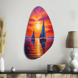 Sailboat Sunset Sails - Asymmetric Metal Wall Art