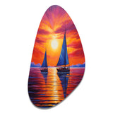 Sailboat Sunset Sails - Asymmetric Metal Wall Art