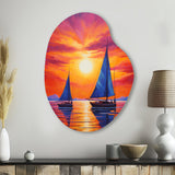 Sailboat Sunset Sails - Asymmetric Metal Wall Art