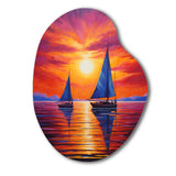 Sailboat Sunset Sails - Asymmetric Metal Wall Art