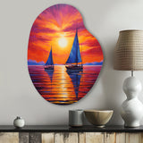 Sailboat Sunset Sails - Asymmetric Metal Wall Art