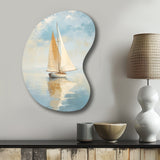 Sailboat Whispering Breezes I - Asymmetric Metal Wall Art