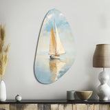 Sailboat Whispering Breezes I - Asymmetric Metal Wall Art