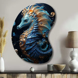 Sapphire Seahorse Delicate Drips II - Asymmetric Metal Wall Art