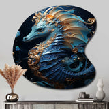 Sapphire Seahorse Delicate Drips II - Asymmetric Metal Wall Art