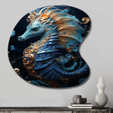 Sapphire Seahorse Delicate Drips II - Asymmetric Metal Wall Art