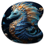 Sapphire Seahorse Delicate Drips II - Asymmetric Metal Wall Art