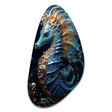 Sapphire Seahorse Delicate Drips II - Asymmetric Metal Wall Art