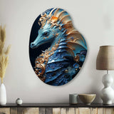 Sapphire Seahorse Delicate Drips II - Asymmetric Metal Wall Art