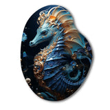 Sapphire Seahorse Delicate Drips II - Asymmetric Metal Wall Art